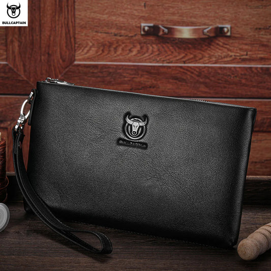 Bullcaptain Men's Long Wallet RFID Blocking Card Holder Men's Clutch Envelope Bag Business Casual Men's Underarm Bag Handbag
