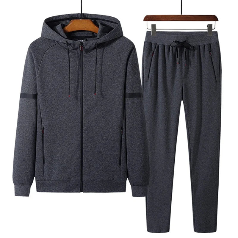 cotton men sweat suit set 8XL 9XL Spring Autumn leisure sports men big size sweatsuits men's sportswear oversized jogger suits