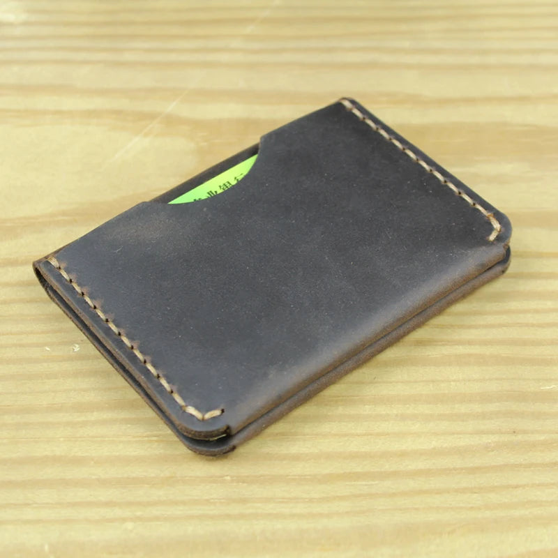 Handmade Vintage Crazy horse Genuine Leather card holder credit card wallet Leather small Purse Organizer business card Holder