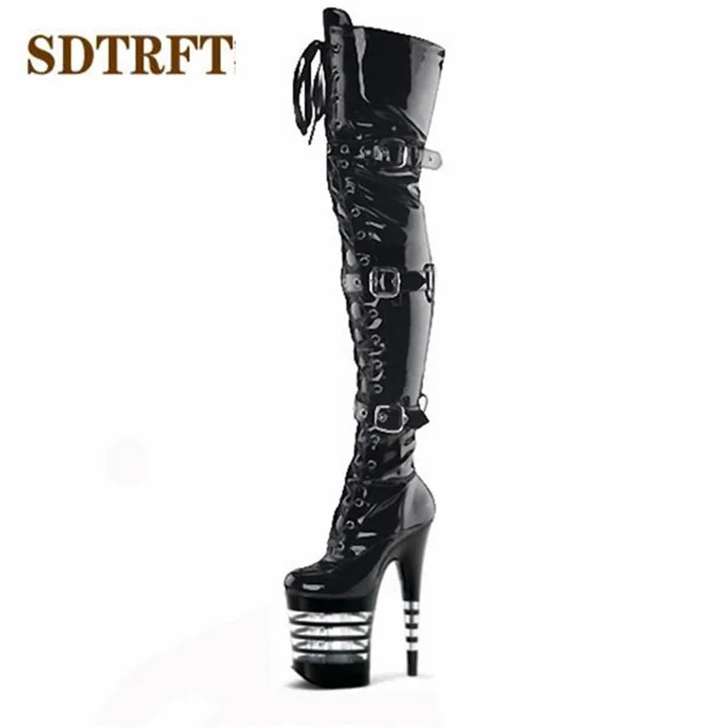 SDTRFT Brand 20cm Thin High Heels Over The Knee boots Platform unisex botas mujer ladies wedding Pumps women Buckle party shoes