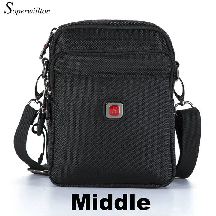 Soperwillton Men Shoulder Bag Casual Messenger Bags Waterproof Man Purse Oxford Zipper Crossbody Can Be Equipped With Belt #1052