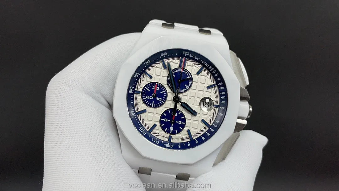 HB Factory New Luxury Men's Women's Watches 26400 Oakk Chronograph Automatic Mechanical Movement 44MM White Dial Ceramic Bezel