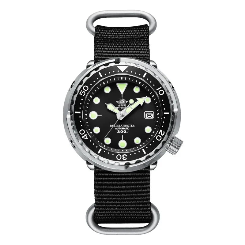 ADDIESDIVE Tuna Series Watch Blue Dial 316L Stainless Steel Watch Sapphire Crystal 300m Diving Watch C3 Super Luminous Hands