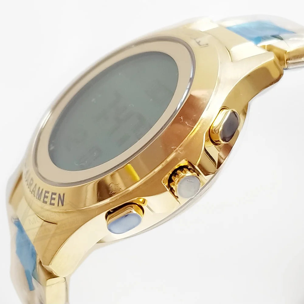 Azan Watch in Arabic English for Muslim Lover with Prayer Alarm Fajr Time Qibla Islamic Gift Man and Woman Size Ramadan Gift