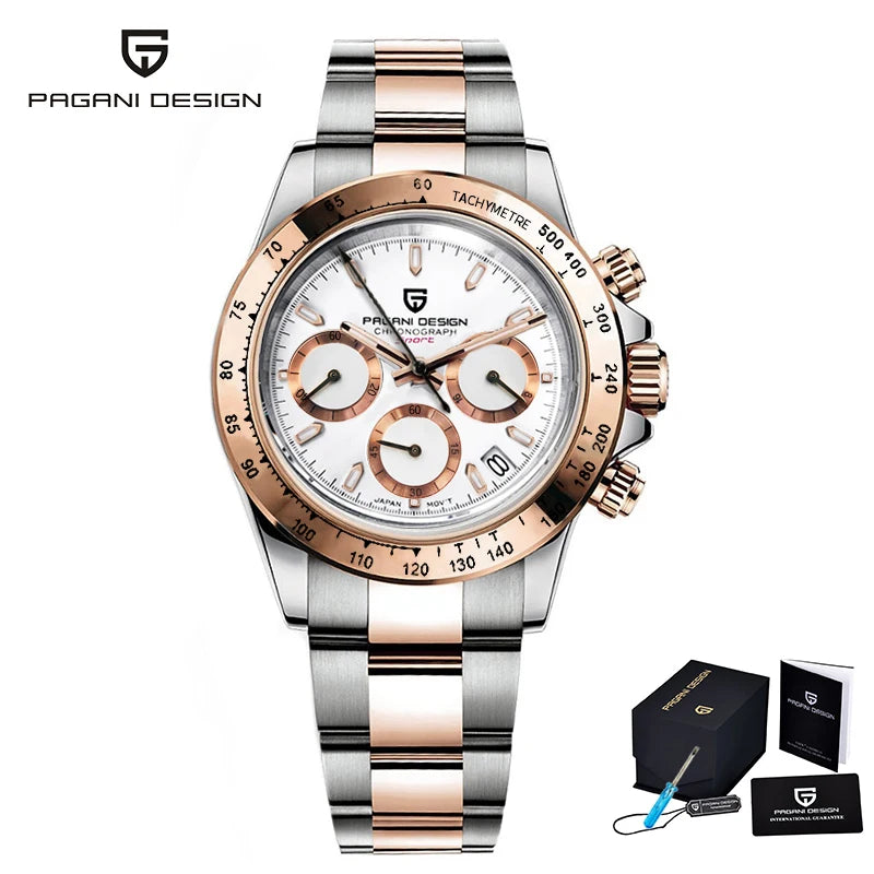 2025 New PAGANI DESIGN Chronograph Luxury Quartz Wrist Watch For Men Automatic Date 100M Waterproof JAPAN VK63 Movt Reloj Hombre