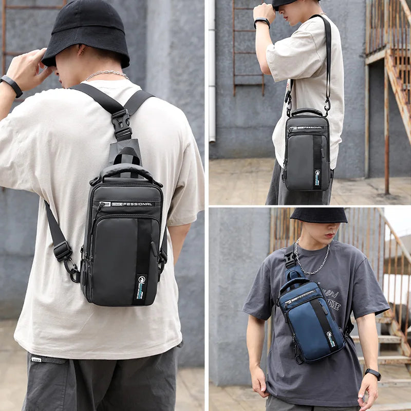 YoReAi New Multifunction Crossbody Bag for Men Anti-theft Shoulder Messenger Bags Male Waterproof Charging USB Bag Casual Tote