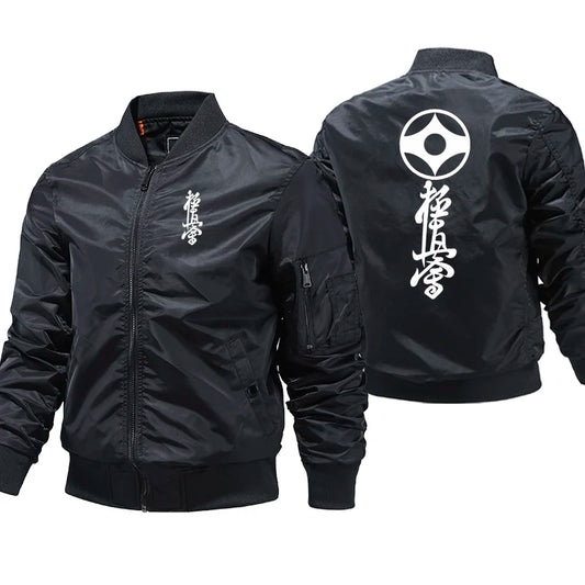 Kyokushin Karate Mens Bomber Jacket Military Motorcycle Jacket Flight Pilot Air Windbreaker Coat Thick Baseball Zipper Coats