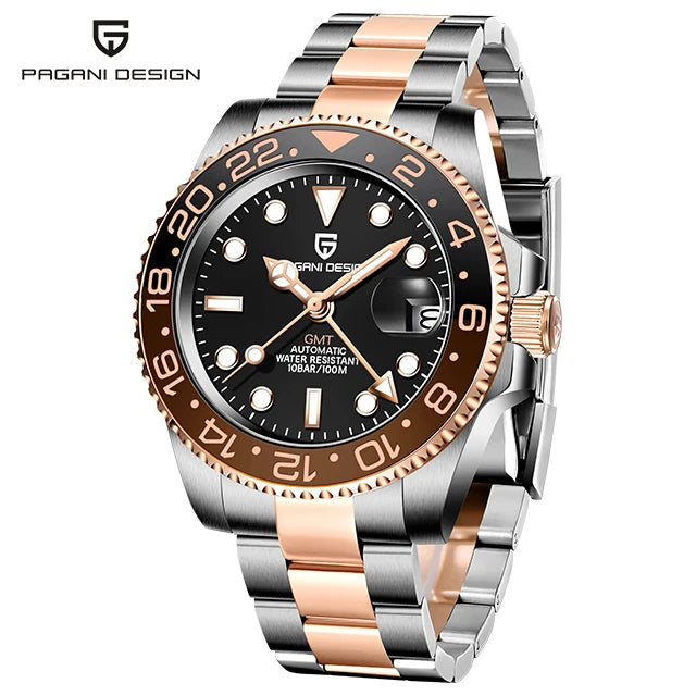 PAGANI DESIGN Sapphire Glass 40MM Ceramic GMT Mechanical Watches 100m Waterproof Classic Luxury Men Automatic Watch Reloj Hombre