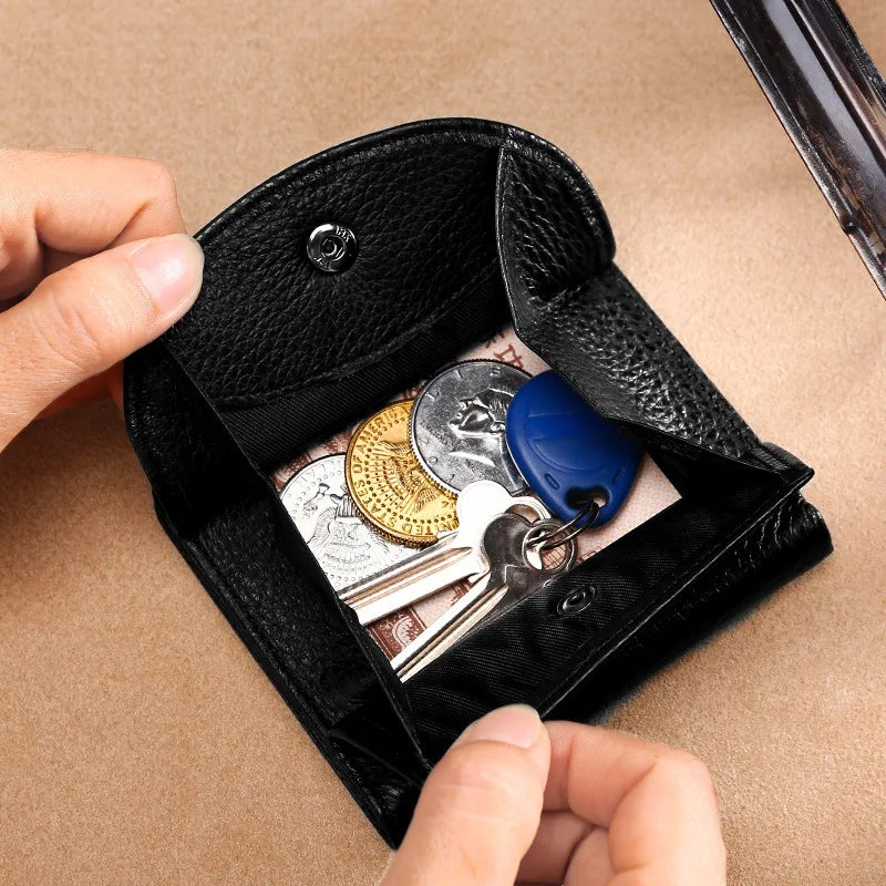 Unisex Genuine Leather Wallet Mini Coin Purse Brand Designer Women And Men Leather Wallet Small Coin Pocket Money Change Bag