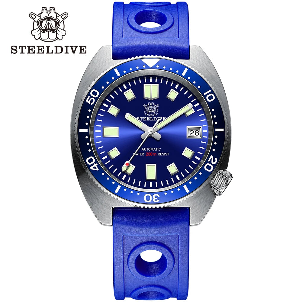 STEELDIVE Top Brand Thin Abalone Men's Diving Mechanical Watches AR Coating Sapphire Glass Movement 200M Waterproof Dive Watch