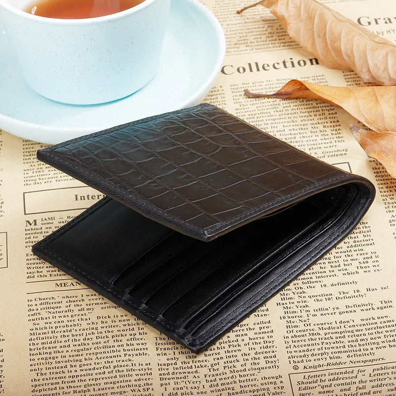 Classical Genuine Crocodile Belly Skin Men Short Bifold Wallet Card Holders Authentic Alligator Leather Male Small Clutch Purse