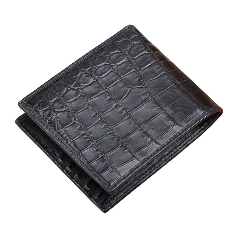 Classical Genuine Crocodile Belly Skin Men Short Bifold Wallet Card Holders Authentic Alligator Leather Male Small Clutch Purse