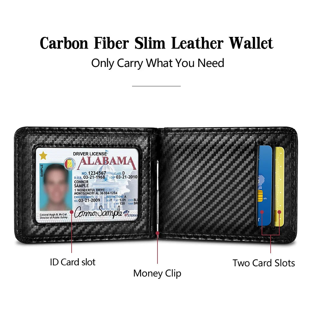 NewBring Black Carbon FIber-Look Money Clip RFID Blocking Driver License ID Cash