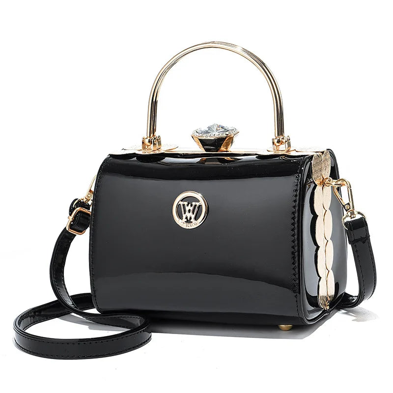 Fashion Brand Designer Ladies Handbag Bright Leather Bridal Bag New Small Square Bag Shoulder Bag High Quality Messenger Bag