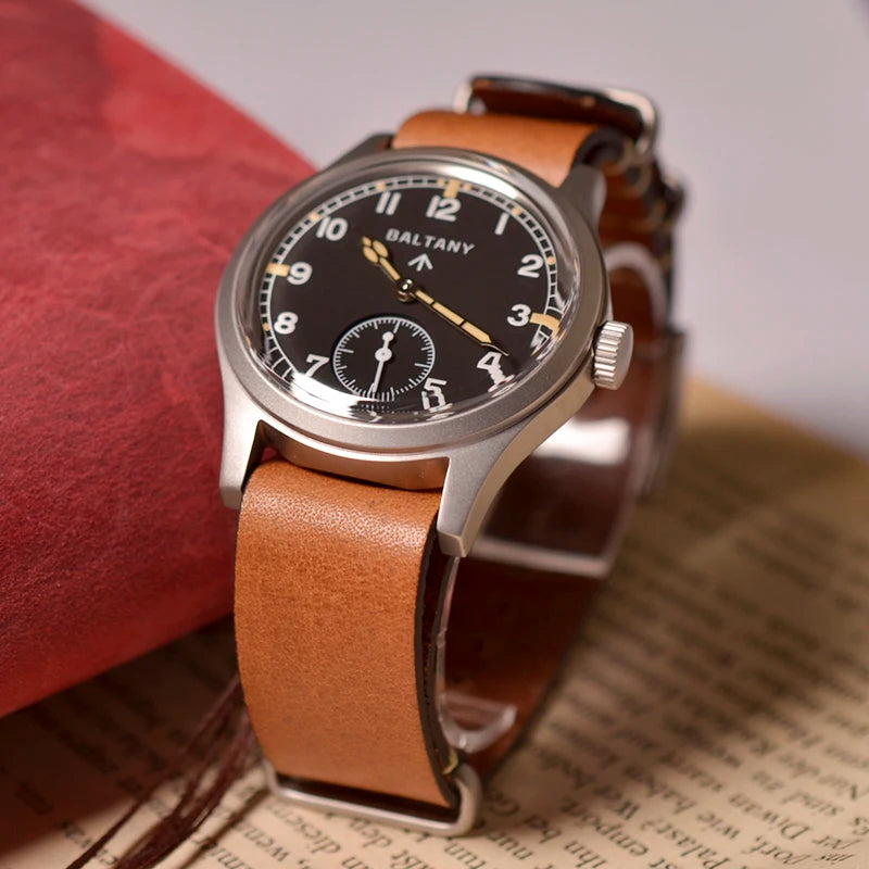 Baltany Retro Automatic Watch Men S2025 Fabric Strap St1701 Classic Subsecond Hand Luminous 36mm Mechanical Vintage Watch