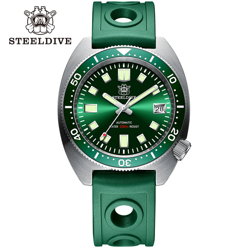 STEELDIVE Top Brand Thin Abalone Men's Diving Mechanical Watches AR Coating Sapphire Glass Movement 200M Waterproof Dive Watch