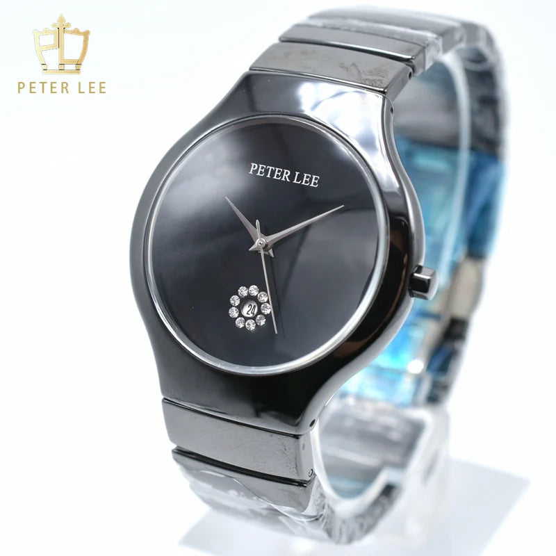 PETER LEE Original Brands Watches For Women Ceramic Fashion Quartz Wristwatches High Quality Elegant Lady Sets Diamond Watch