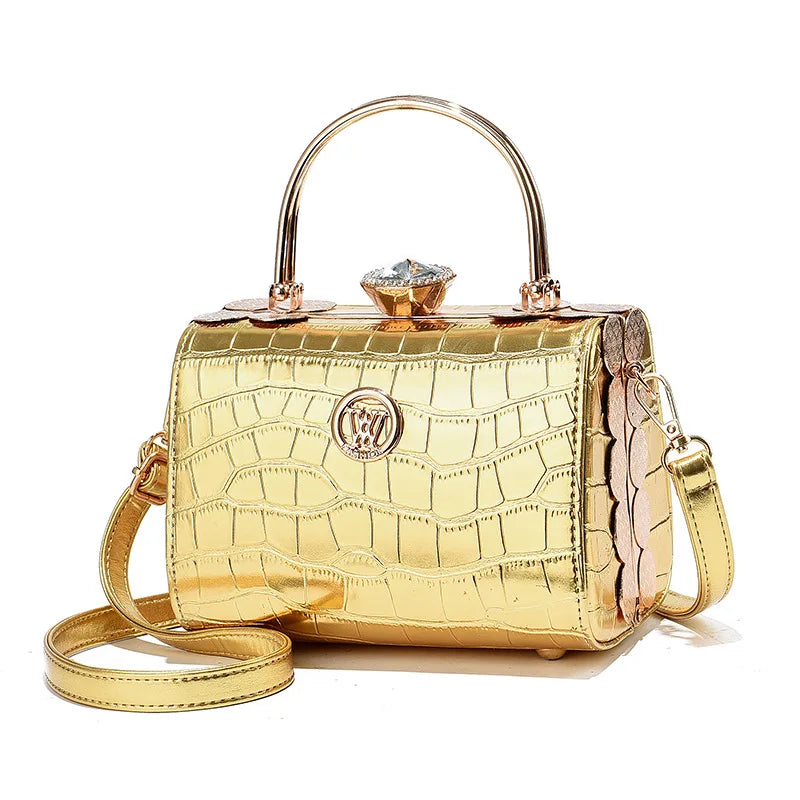 Fashion Brand Designer Ladies Handbag Bright Leather Bridal Bag New Small Square Bag Shoulder Bag High Quality Messenger Bag