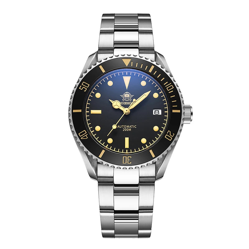 ADDIESDIVE 2101 Men's Automatic Watch NH35 Stainless Steel Wrist Watch Black Matte Dial Super Luminous 200m Diving Watches