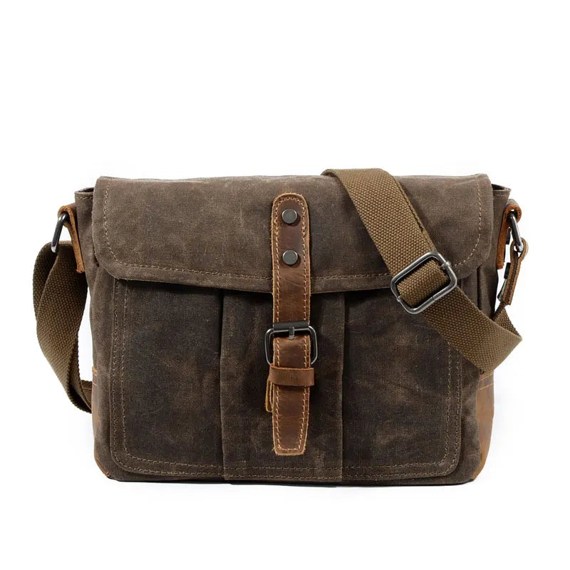 New Men Retro Messenger Bags Casual Canvas Waterproof Simple Shoulder Bag Cross Section Oil Wax Bag