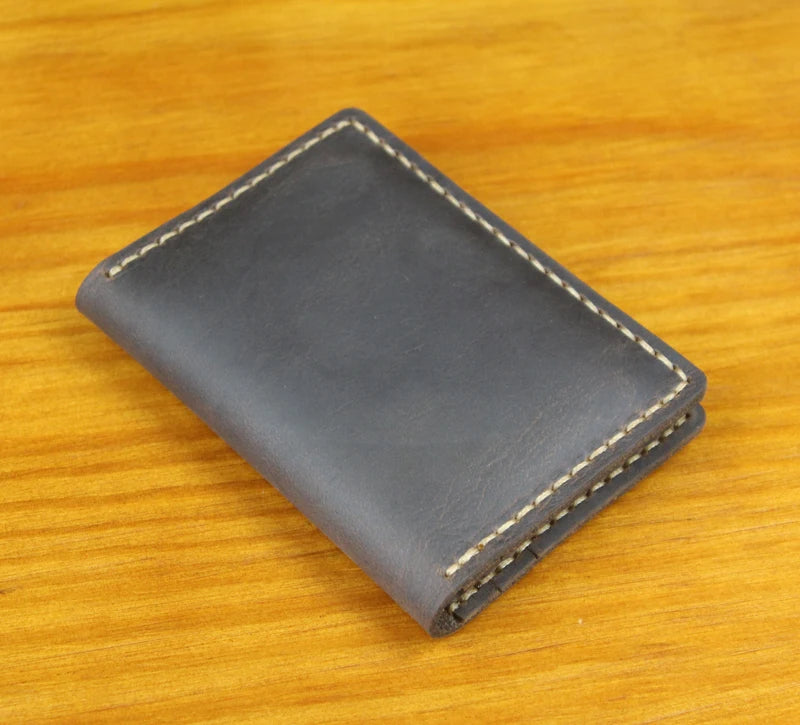 Luxury Handmade Crazy horse Genuine Leather Men card holder slim Leather Card wallet Business card holder Women name Card Sleeve