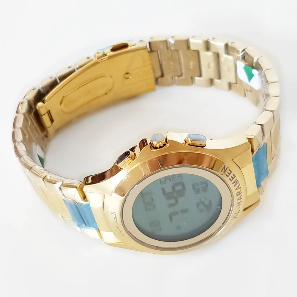 Azan Watch in Arabic English for Muslim Lover with Prayer Alarm Fajr Time Qibla Islamic Gift Man and Woman Size Ramadan Gift