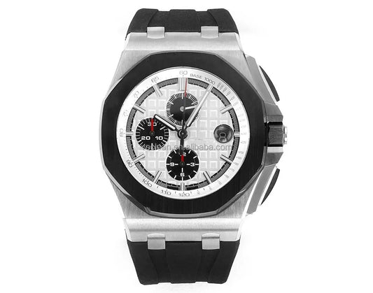 HB Factory New Luxury Men's Women's Watches 26400 Oakk Chronograph Automatic Mechanical Movement 44MM White Dial Ceramic Bezel