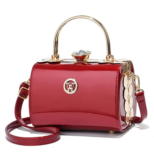 Fashion Brand Designer Ladies Handbag Bright Leather Bridal Bag New Small Square Bag Shoulder Bag High Quality Messenger Bag