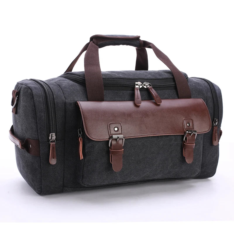 2021 High Quality Man Canvas Bag Black Outdoor Hiking Handbags Men Travel Duffle Bag Large Capacity Shoulder Bags For Boy