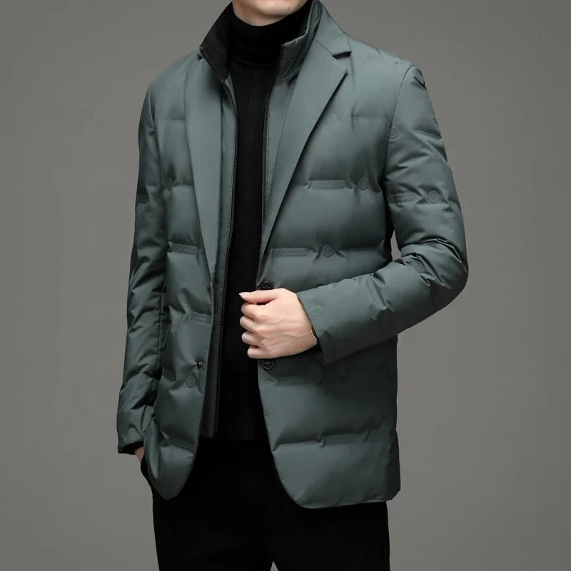 Top Grade Man Down Jacket 2023 New Arrival Men Business Casual Classic Suit Collar 90% Gery Duck Down Coat Keep Warm Parkas