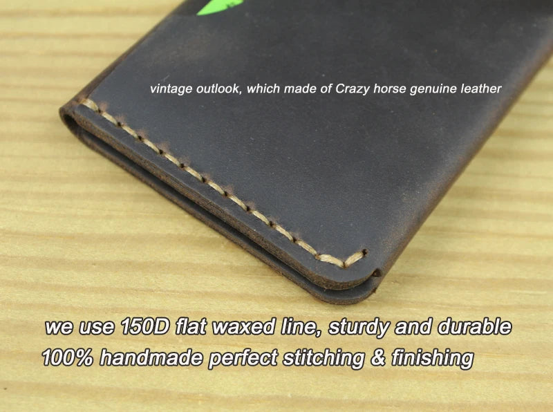 Handmade Vintage Crazy horse Genuine Leather card holder credit card wallet Leather small Purse Organizer business card Holder