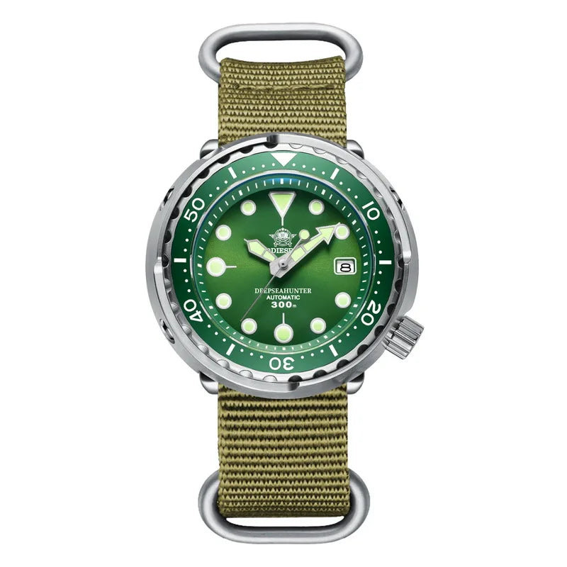 ADDIESDIVE Tuna Series Watch Blue Dial 316L Stainless Steel Watch Sapphire Crystal 300m Diving Watch C3 Super Luminous Hands
