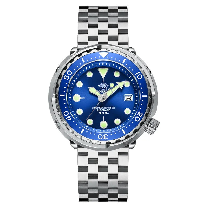 ADDIESDIVE Tuna Series Watch Blue Dial 316L Stainless Steel Watch Sapphire Crystal 300m Diving Watch C3 Super Luminous Hands