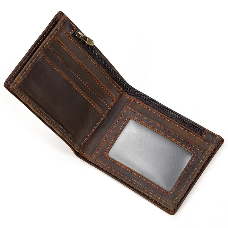 Newsbirds Simple Design Leather Short Wallet For Men Male Real Cowskin Short Card Purse Mini Men's Slim Purse Men Wallet Thin