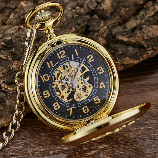 Luminous Hand Winding Mechanical Pocket Watch Pendant Bronze Classical Vintage Hollow Cover Analog for Men Watches Clock Gift