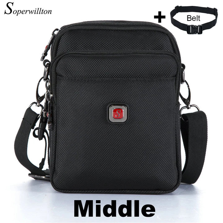 Soperwillton Men Shoulder Bag Casual Messenger Bags Waterproof Man Purse Oxford Zipper Crossbody Can Be Equipped With Belt #1052
