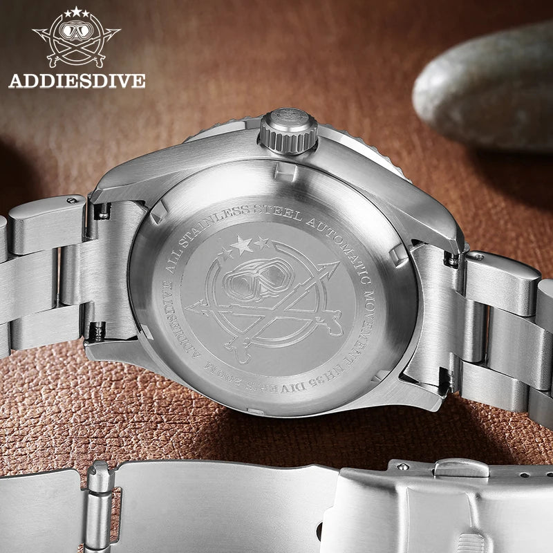 ADDIESDIVE 2101 Men's Automatic Watch NH35 Stainless Steel Wrist Watch Black Matte Dial Super Luminous 200m Diving Watches