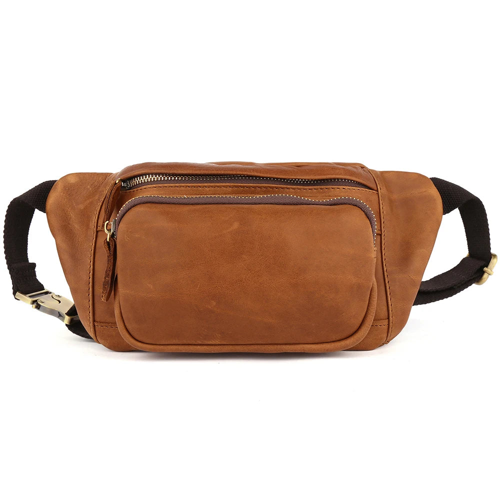 JOYIR Genuine Leather Waist Packs for Men Travel Fanny Pack Waist Bag Male Belt Pouch Multifunction Cell Phone Chest Bag New