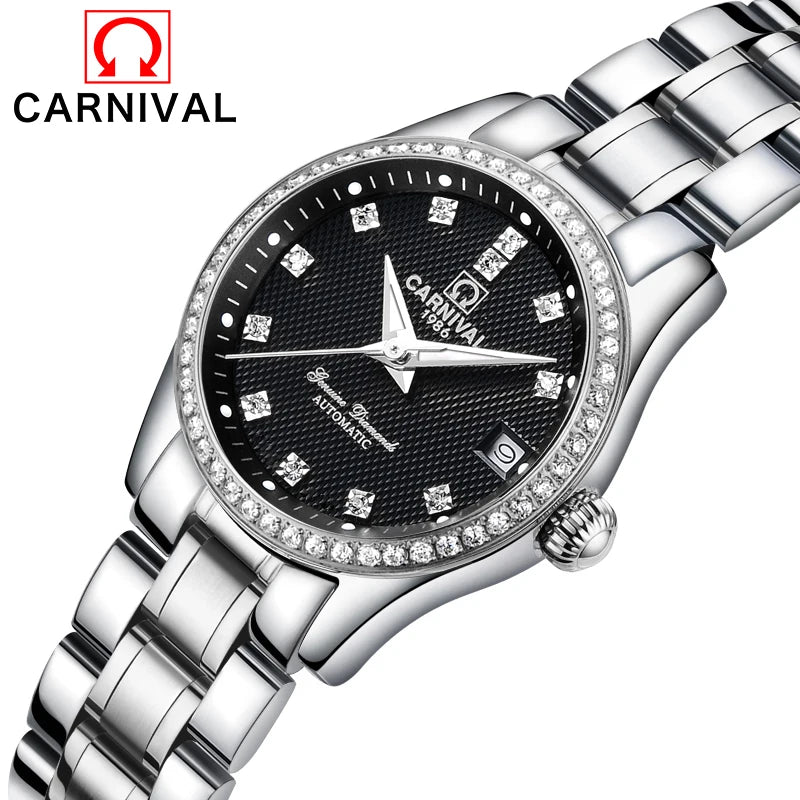 Carnival Brand Luxury Women Mechanical Watch Ladies Waterproof Luminous Sapphire Automatic Wristwatch Clock Relogio Feminino