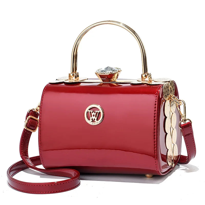 Fashion Brand Designer Ladies Handbag Bright Leather Bridal Bag New Small Square Bag Shoulder Bag High Quality Messenger Bag