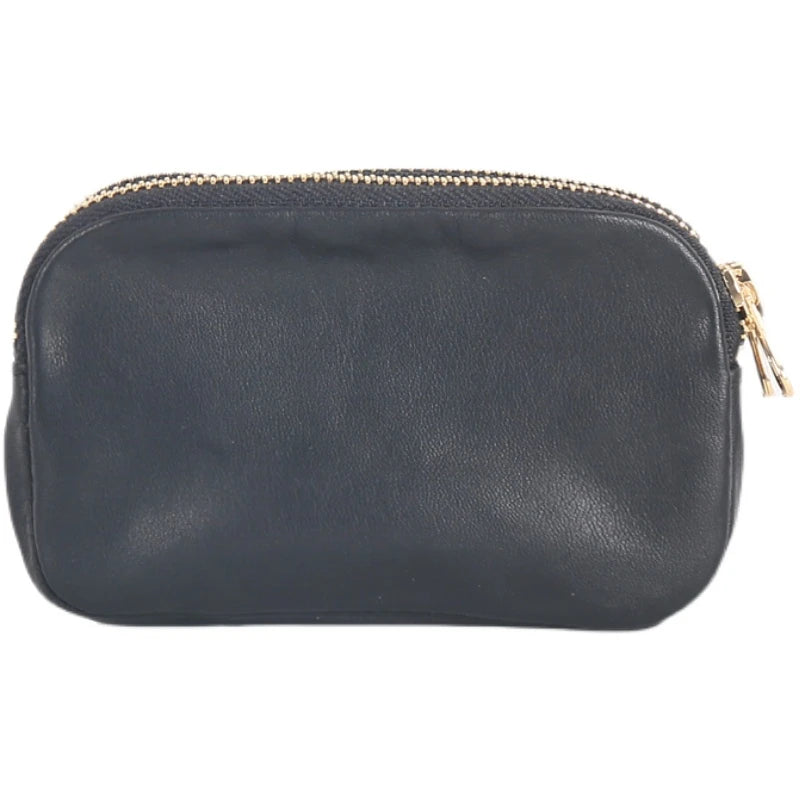 Storage Coin Purses Genuine Leather Luxury Handmade Double Zipper Coin Pouch Casual Organizer Card Wallet Cowhide Mini Pack
