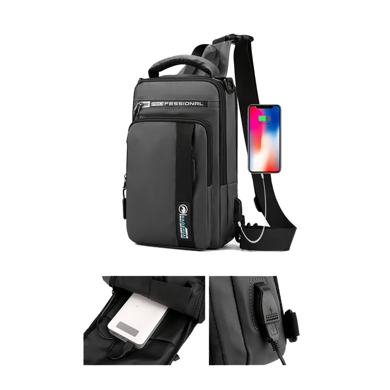 YoReAi New Multifunction Crossbody Bag for Men Anti-theft Shoulder Messenger Bags Male Waterproof Charging USB Bag Casual Tote