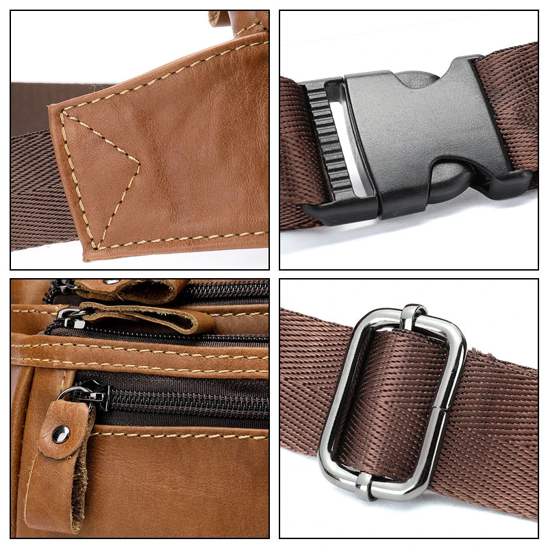 WESTAL Men's Waist Bags Genuine Leather Men's Belt Bag Fanny Pack Male Waist Pack Money Belt Hip Bag Man Belts Pouch Bags 8953