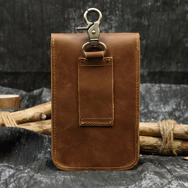 Luufan Leather Wait Bag For Men Travel Boy Belt Bag Vintage Brown Natural First Layer Cowhide Phone Waist Pack 2020