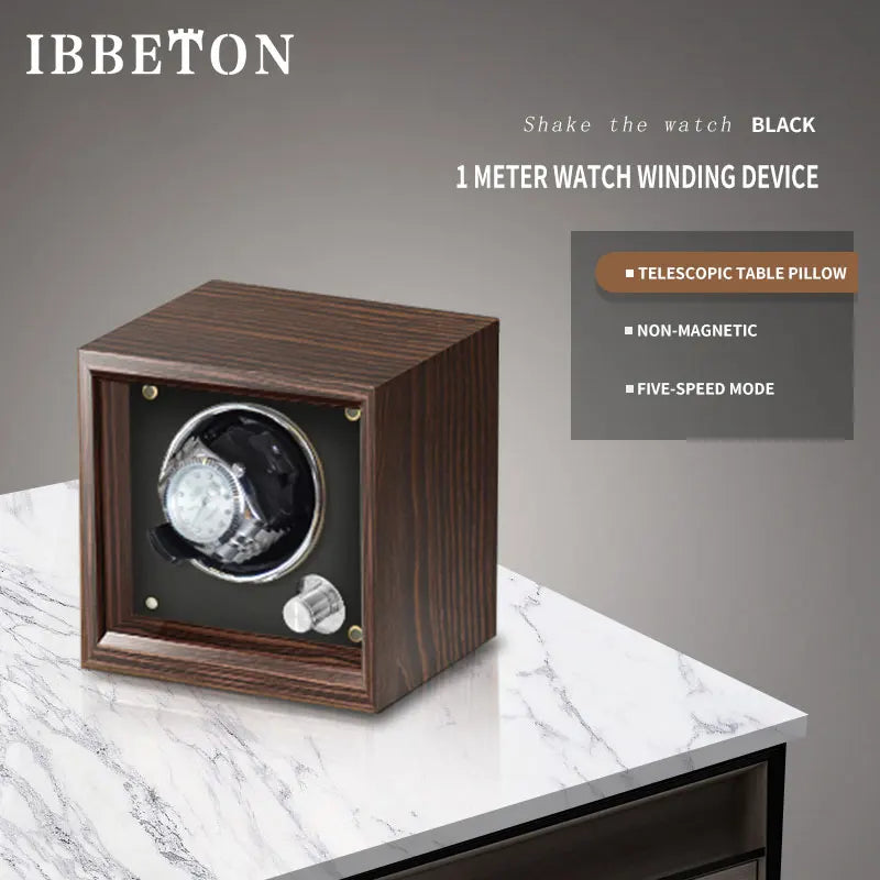 IBBETON Brand Luxury Wood Watch Winder High-End Leather Automatic Watches Box with Mabuchi Motor Watch Cabinet Clock Storage Box