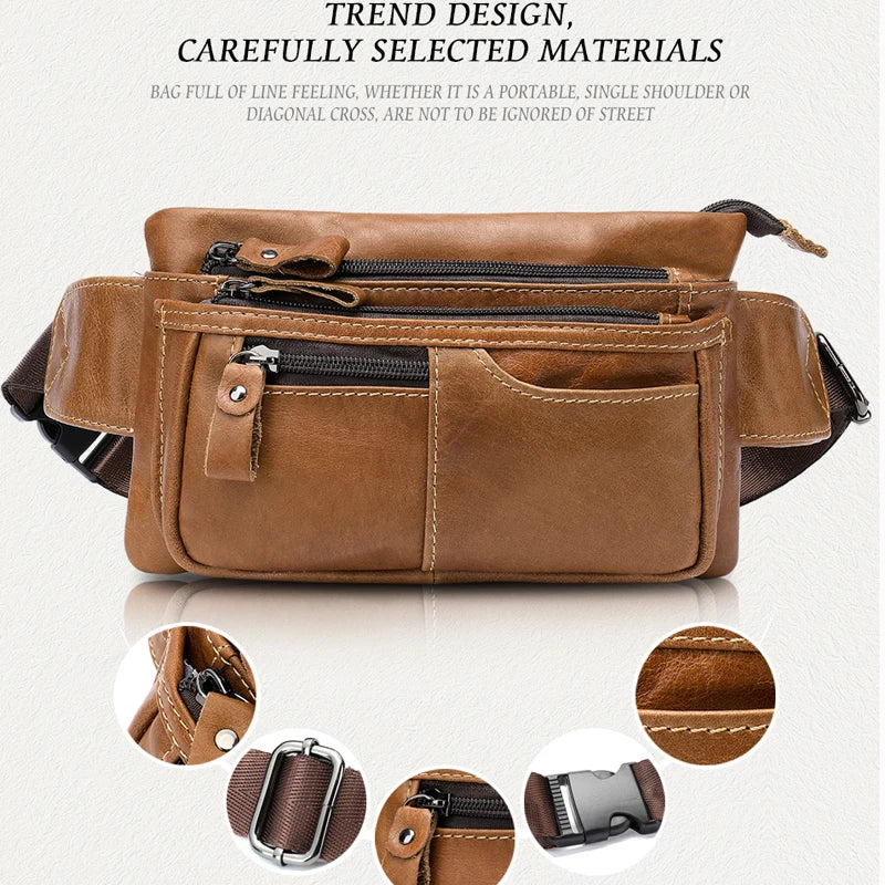 WESTAL Men's Waist Bags Genuine Leather Men's Belt Bag Fanny Pack Male Waist Pack Money Belt Hip Bag Man Belts Pouch Bags 8953