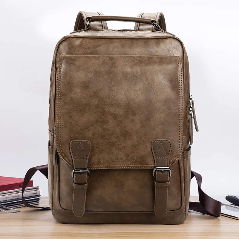 New Luxury School Backpack Waterproof Leather Backpack For Laptop Men Travel Teenage Student Backpack Bag Male Bagpack Mochila
