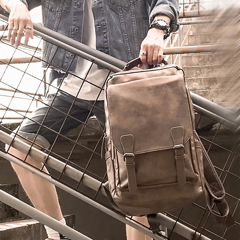 New Luxury School Backpack Waterproof Leather Backpack For Laptop Men Travel Teenage Student Backpack Bag Male Bagpack Mochila