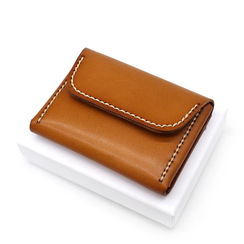 Storage Coin Purses Men Genuine Leather Luxury Handmade Retro Women Wallets Vintage Coin Pouch Business Credit Card Case