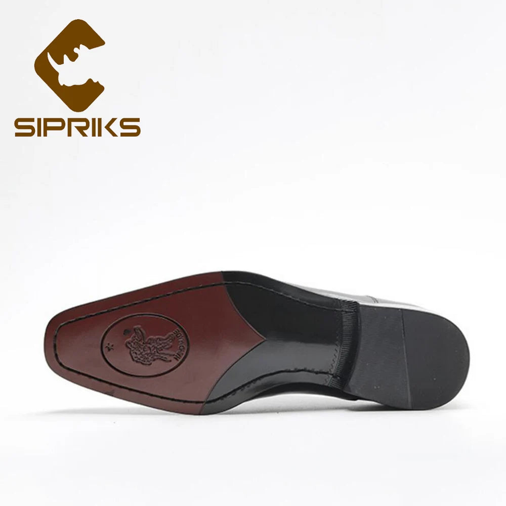 Sipriks Luxury Boy Wedding Shoes Men‘s Dress Leather Church Shoes Wine Red Burgundy Oxfords Social Gents Suit Casual Business